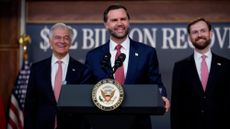 Vice President JD Vance Holds News Conference On FraudWASHINGTON, DC - SEPTEMBER 22: Vice President J.D. Vance (C), accompanied by Administrator for the Centers for Medicare & Medicaid Services Dr. Mehmet Oz (L), and Federal Trade Commission (FTC) Chair Andrew Ferguson (R), smiles during a news conference on fraud at the Eisenhower Executive Office Building on the White House Campus on September 22, 2026 in Washington, DC. Vance announced a federal crackdown on Affordable Care Act fraud, removing over 750,000 allegedly ineligible enrollments and banning hundreds of suspect brokers to save taxpayers an estimated $2.2 billion. (Photo by Andrew Harnik/Getty Images)