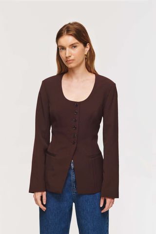 Daphne Scoop Neck Waisted Blazer