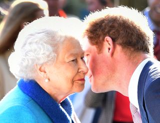 Queen Elizabeth II and Prince Harry attend at the annual Chelsea Flower show