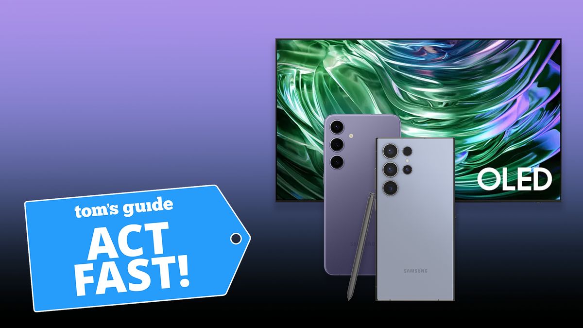 Samsung product images next to a Tom&#039;s Guide &#039;Act Fast!&#039; deal banner