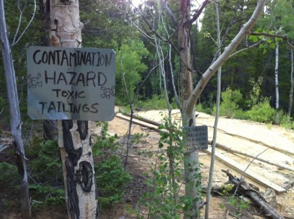 Avoiding toxic mercury trailings is not as perilous as falling off of a 12,000 foot peak, but it's good motivation to work on your bike handling (Photo from near Nederland, Colorado).