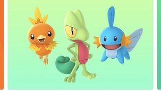 a fire type, grass type and water type starter in Pokemon Go