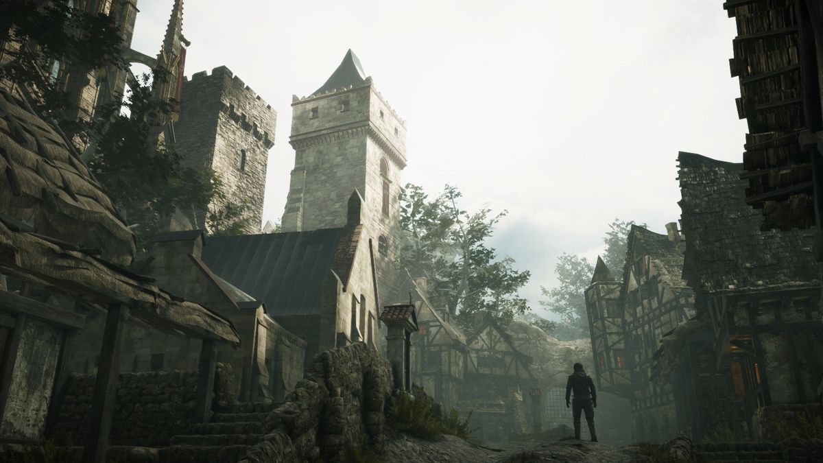 view of town square in early morning