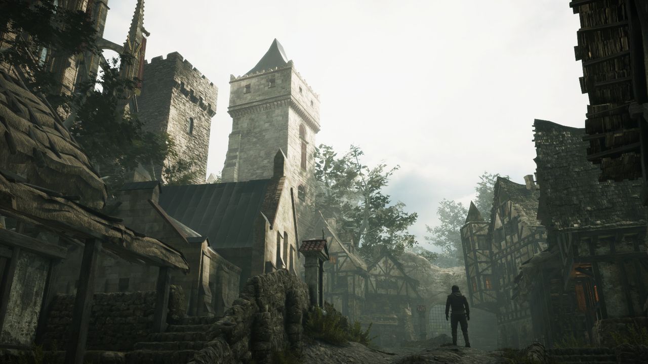 view of town square in early morning