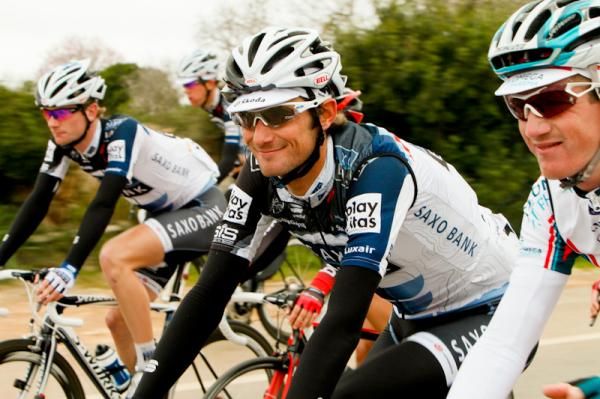 Frank Schleck (Team Saxo Bank) clearly feeling great about the stage ahead.