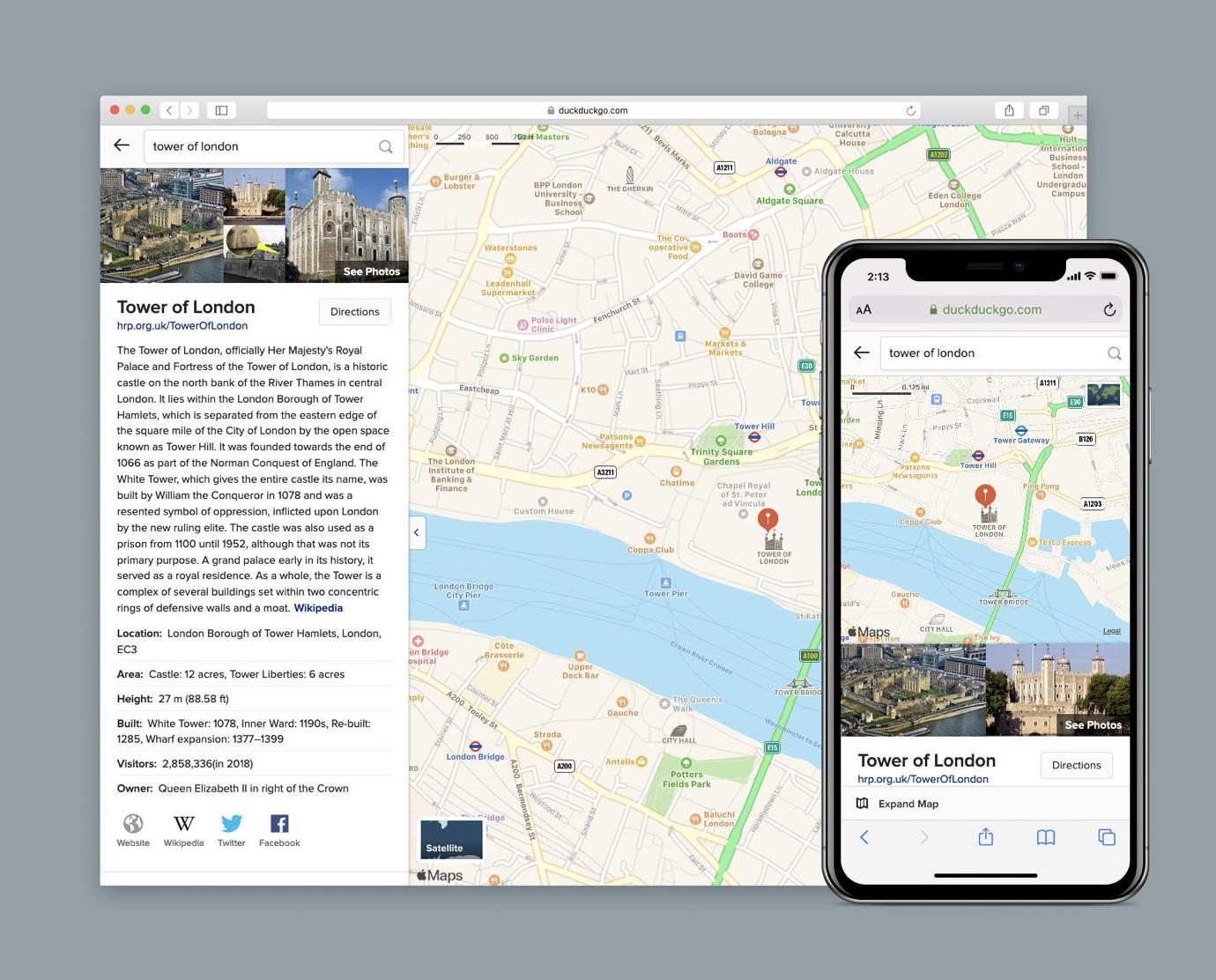 Duckduckgo Apple Maps Results