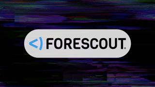 Forescout logo on a background that mocks up the look of static noices in a purple, black, and green color scheme