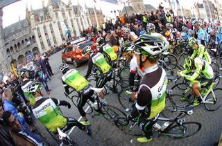 GreenEdge riders at the start of the Tour of Flanders