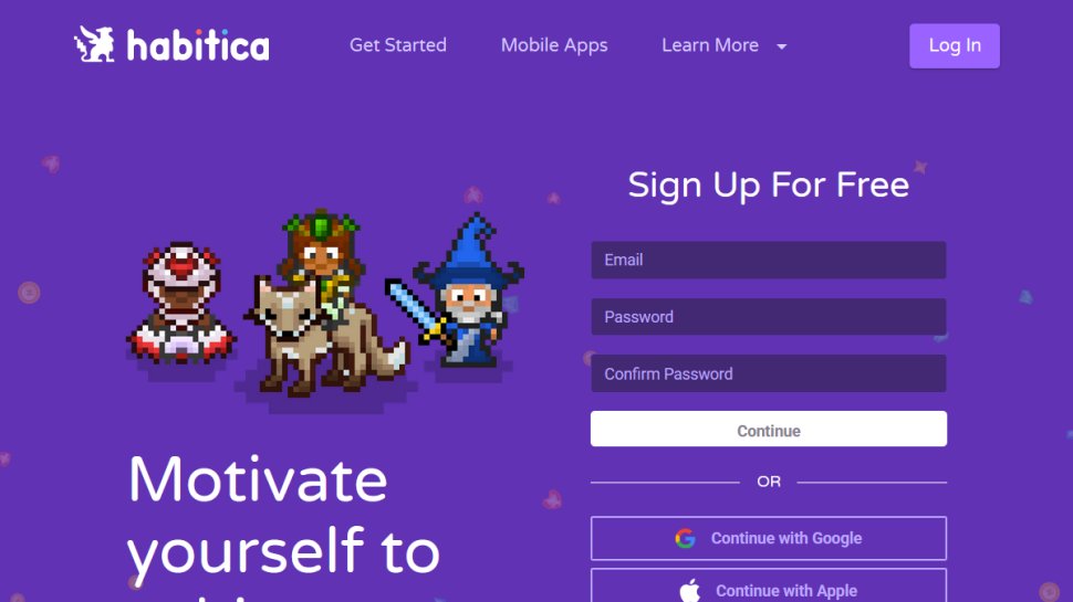 Habitica website screenshot (January 2026).