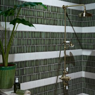Ca'Pietra green and white striped tiles