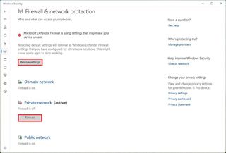 Microsoft Defender Firewall enable