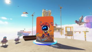 A screenshot of Astro on a beach setting in the game Astro Bot