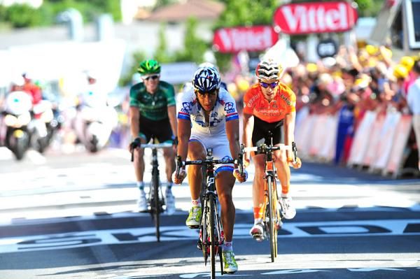 Sandy Casar (FDJ-BigMat) was part of the early 25-man break and leads in a group for sixth place.