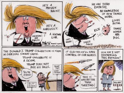 Political cartoon U.S. Donald Trump mistakes Hillary Clinton presidential election