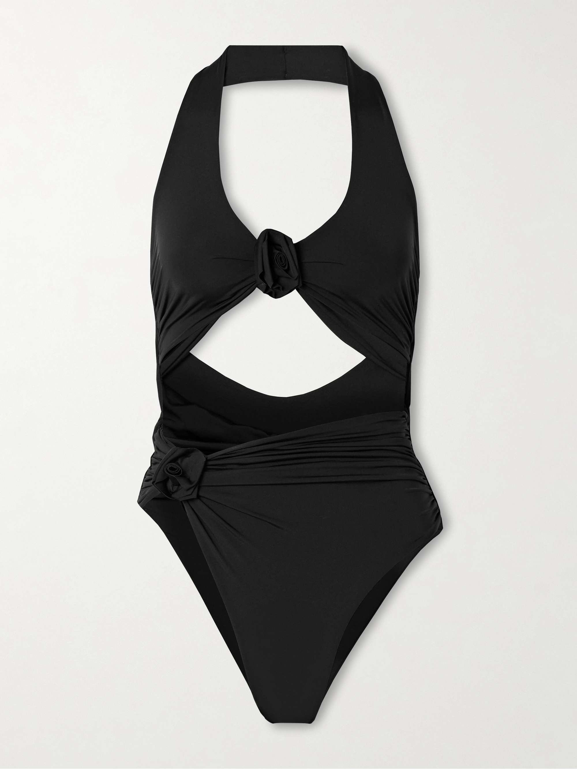 Cipria Cutout Appliquéd Ruched Swimsuit