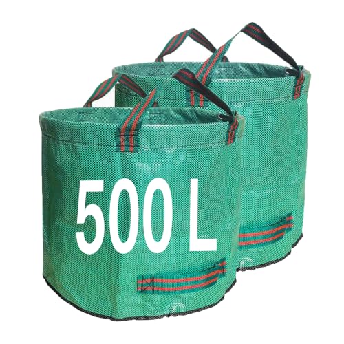 Singwow Garden Waste Bags 500l X 2 Heavy Duty Bin Bags, Reusable Garden Sacks With Handles, Ideal for Collecting Yard Waste, Plant Waste Grass and Leaves (500l)