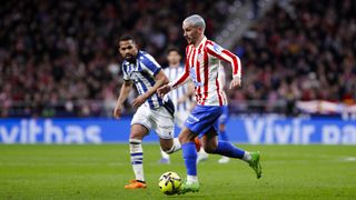 Antoine Griezmann dribbling during a recent Atletico Madrid vs Real Sociedad game