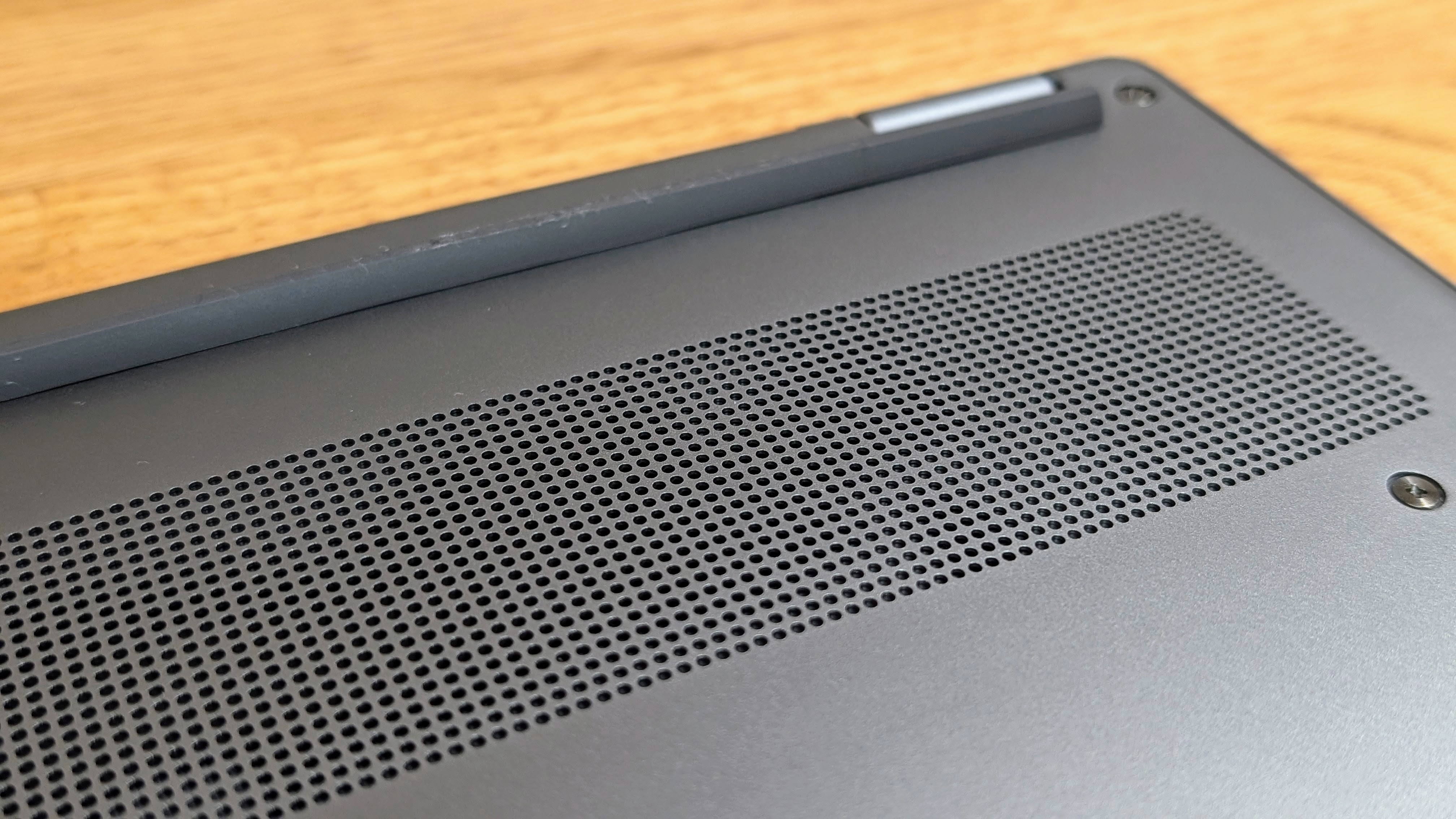 MSI Prestige 14 AI+ underside vents close up