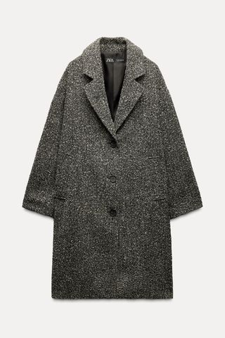 Herringbone Dropped Shoulder Coat