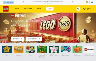 Lego website with advert for cryptocurrency scam