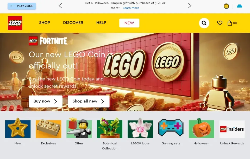 Lego website with advert for cryptocurrency scam