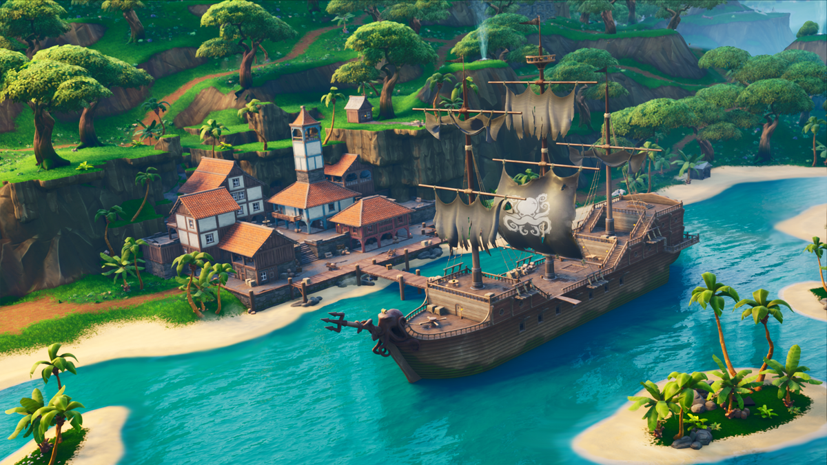 fortnite map changes wailing woods replaced by sunny steps lazy lagoon and an enormous volcano gamesradar - fortnite pyramid png