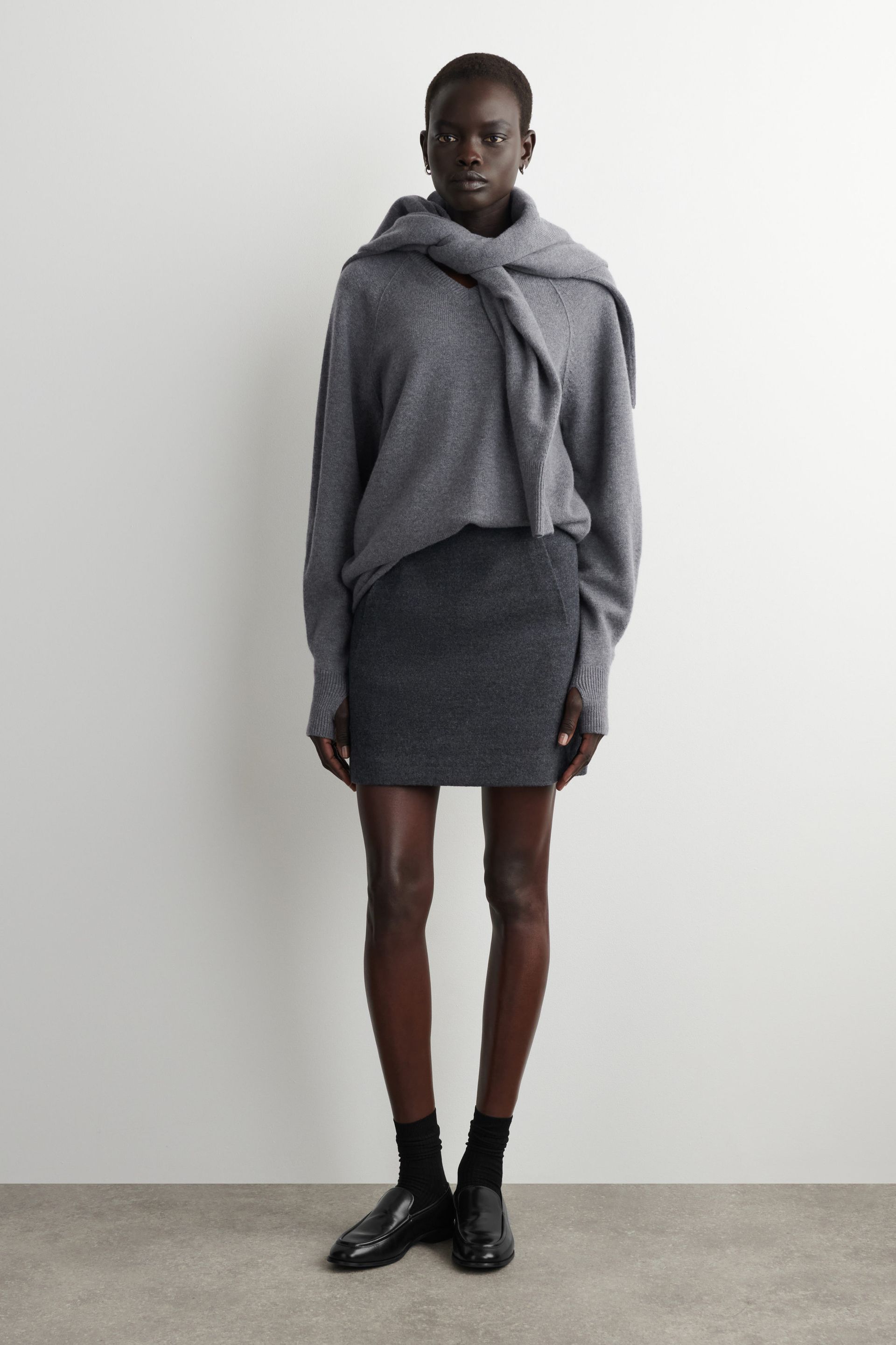 Boiled Merino Wool Mini Skirt