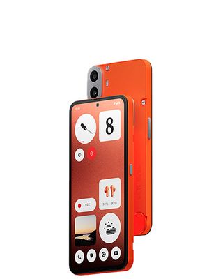 CMF Phone 1 by Nothing official render with its orange back attached