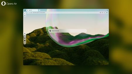 The Opera Air 'mindfulness browser' on top of a blurred background