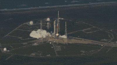 Artemis II launch seen from a plane nearby