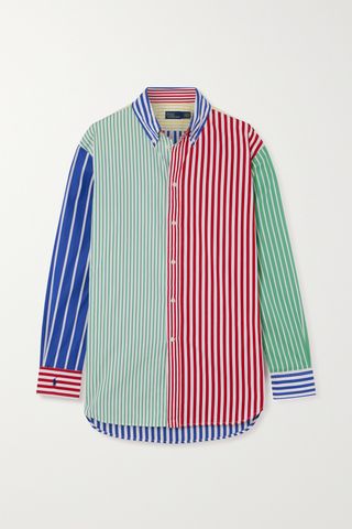 Patchwork Striped Cotton-Poplin Shirt