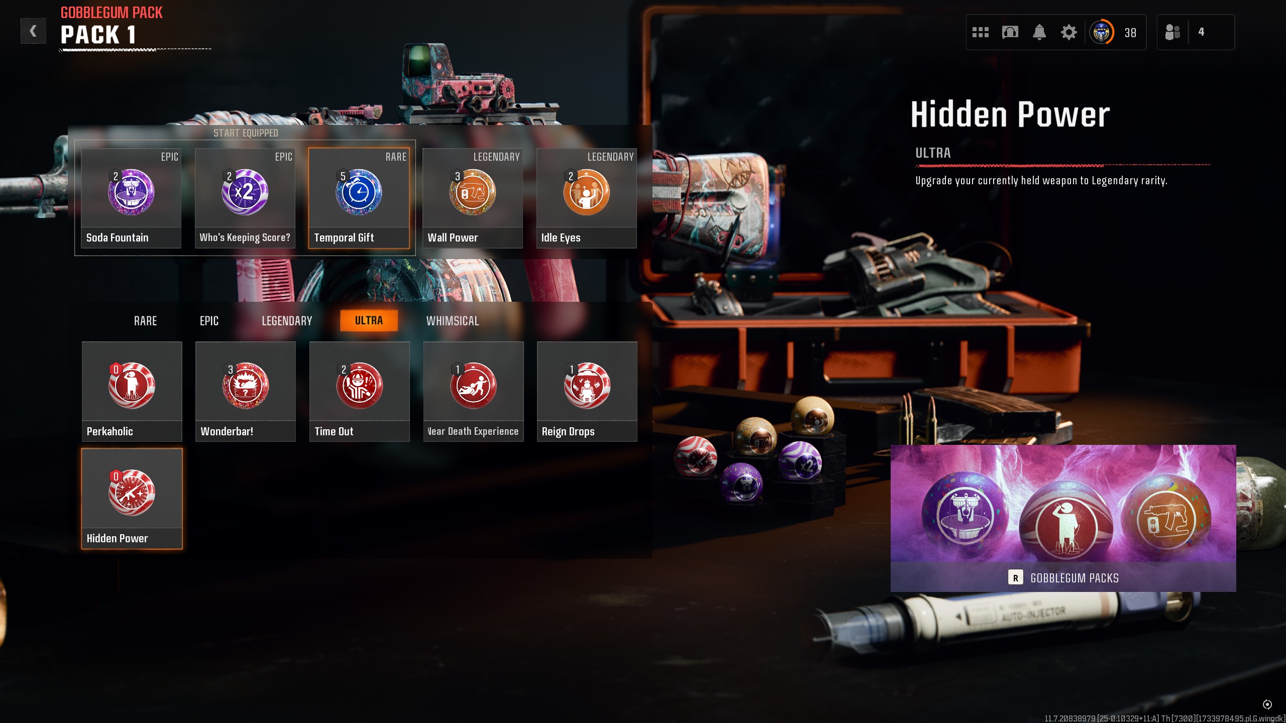 The Hidden Power Gobblegum in Black Ops 6 Zombies upgrades whatever weapon you're holding to Legendary rarity.