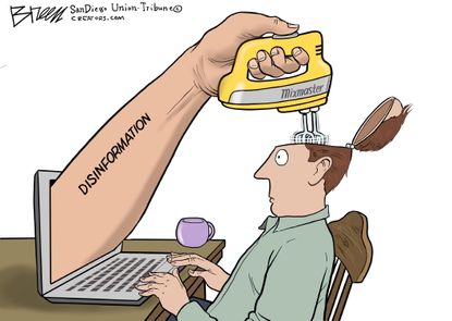 Editorial Cartoon U.S. internet social media disinformation