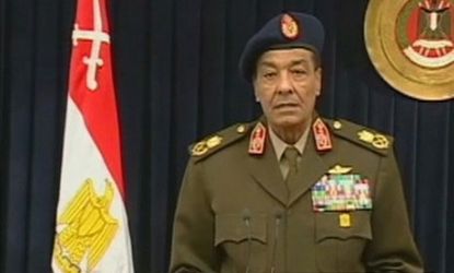 The head of Egypt's ruling military council during a televised address Tuesday: Leaders have instituted a travel ban on six Americans with democratic agendas in Egypt.