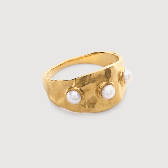 Gold Vermeil Capri Triple Pearl Ring - Capri Triple Pearl Ring - Pearl