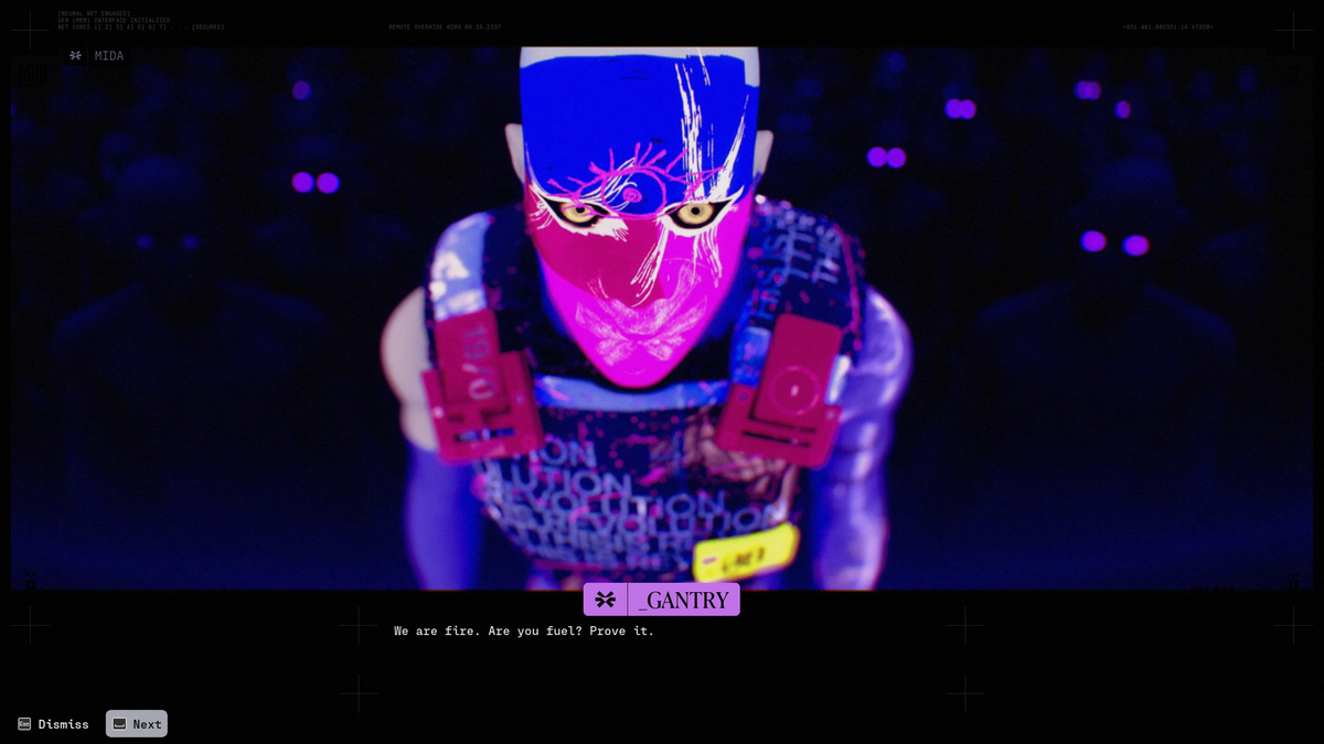 Marathon: MIDA's liaison Gantry talking to the player in the menu.