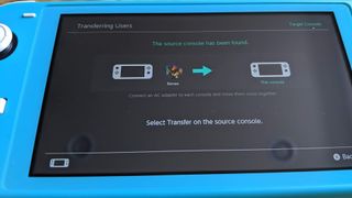 Nintendo Switch Lite transferring data