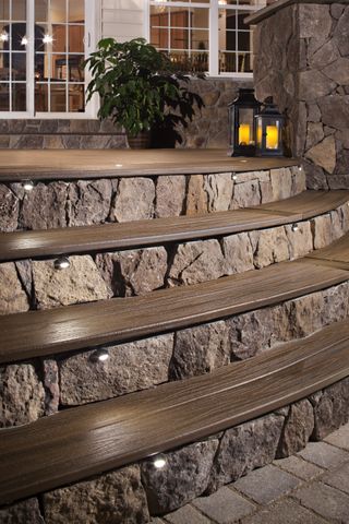 deck steps with cobble risers