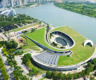 The green roof of Marina Barrage in Singapore