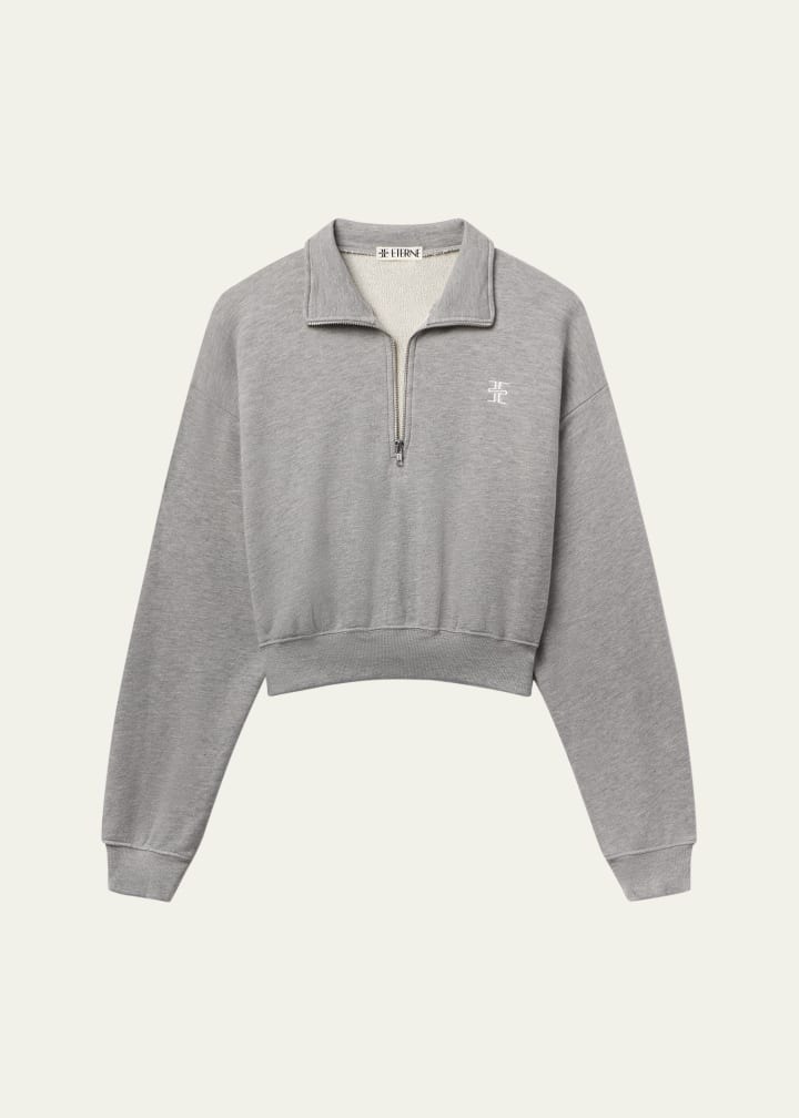 Eterne, Cropped Half-Zip Sweatshirt