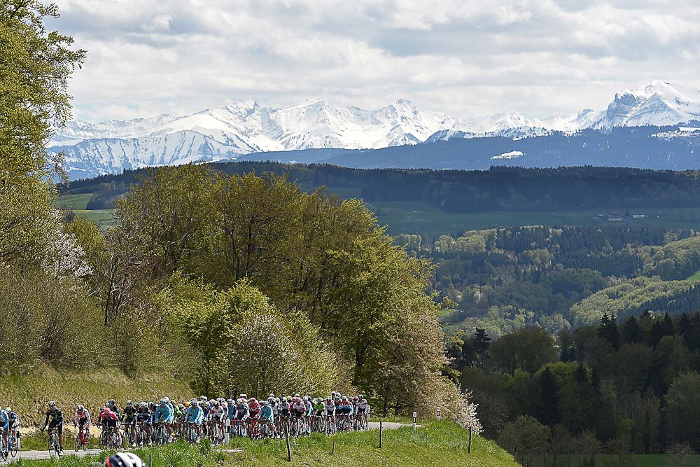 Scenery from along the route of stage 4 at the Tour de Romandie.