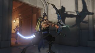 Hanzo being damage-boosted by Mercy