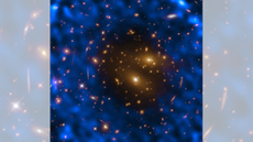 Twinkling golden stars surrounded by blue gas