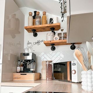 DIY Small Space Coffee Bar Ideas For A Kitchen Counter