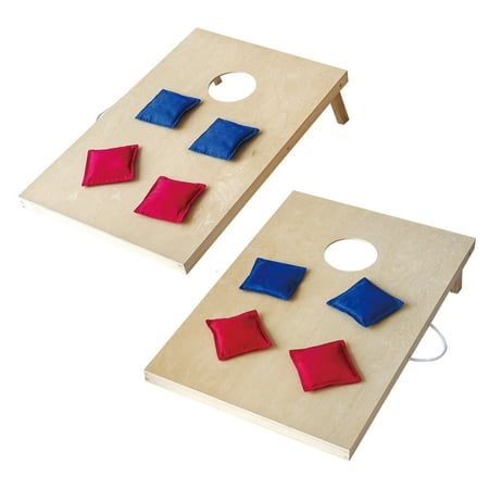 Cornhole Wooden, Stick & Slide, 10 Pieces, 2 Boards, 8 Bean Bags