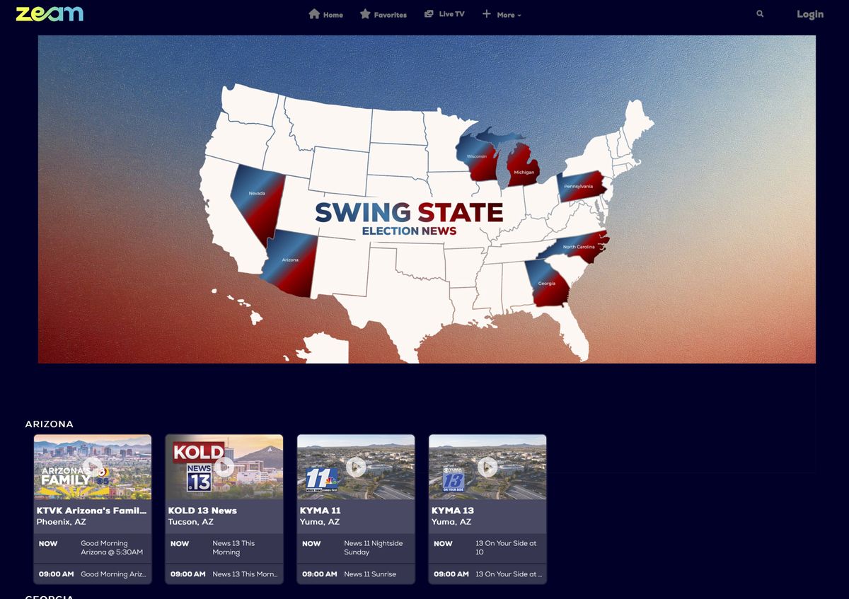 Hyperlocal streaming service Zeam launches dedicated Swing State Hub