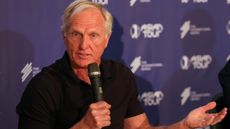 Greg Norman speaks at a press conference