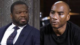 Curtis "50 Cent" Jackson appears on The Late Show with Stephen Colbert, while Charlamagne tha God is interviewed on VLAD TV.
