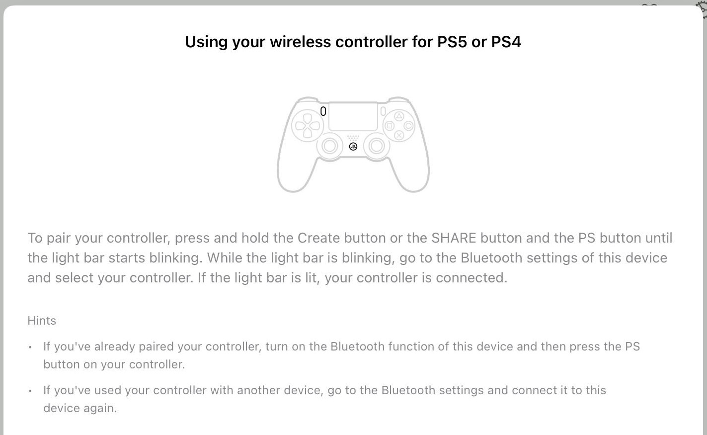 How to remote play on PS5 — instructions screen on how to use your controller for Remote Play