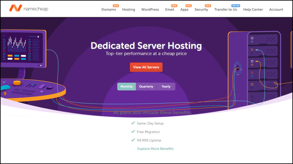 Namecheap dedicated hosting homepage